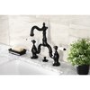 Kingston Brass Bridge Bathroom Faucet with Brass PopUp, Matte Black KS7970PL